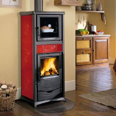 Stufa a legna ROSSELLA PLUS FORNO Evo bordeaux La nordica Extraflame