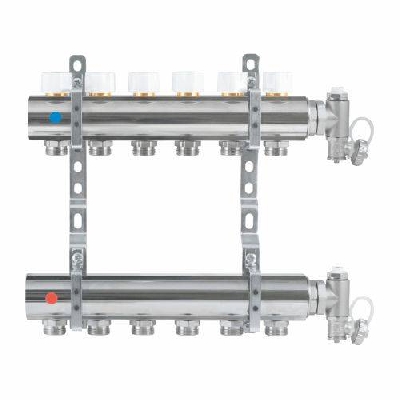 Kit collettore di distribuzione 1"1/4 X 3/4 per FAN COIL 7 Vie