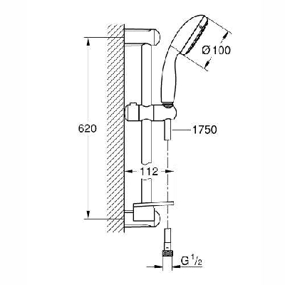 TEMPESTA 100 Set asta doccia a 2 getti Grohe