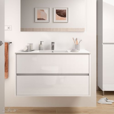 Salgar NOJA Mobile da bagno sospeso 100 cm bianco lucido con lavabo