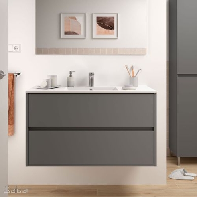 Salgar NOJA Mobile da bagno sospeso 100 cm grigio opaco con lavabo