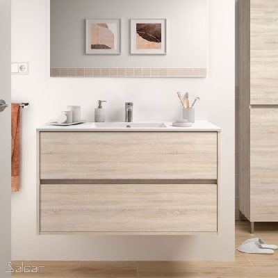 Salgar NOJA Mobile da bagno sospeso 100 cm rovere caledonia con lavabo