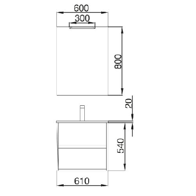 Salgar NOJA Mobile da bagno sospeso 60 cm bianco lucido con lavabo + specchio + applique a led