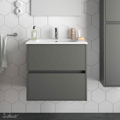 Salgar NOJA Mobile da bagno sospeso 60 cm grigio opaco con lavabo