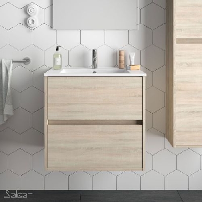 Salgar NOJA Mobile da bagno sospeso 60 cm rovere caledonia con lavabo