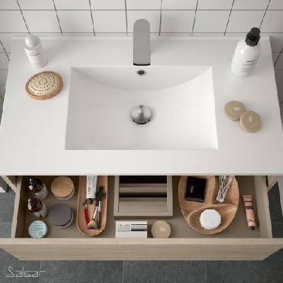Salgar NOJA Mobile da bagno sospeso 60 cm rovere caledonia con lavabo