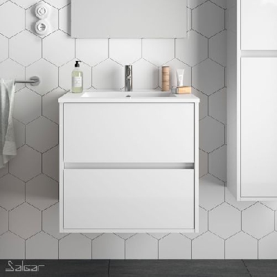 Salgar NOJA Mobile da bagno sospeso 70 cm bianco lucido con lavabo