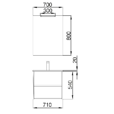 Salgar NOJA Mobile da bagno sospeso 70 cm rovere eternity con lavabo + specchio + applique a led