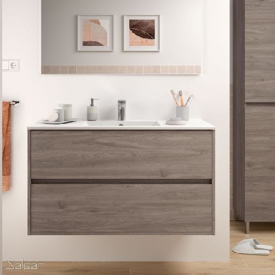 Salgar NOJA Mobile da bagno sospeso 80 cm rovere eternity con lavabo