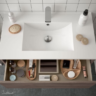 Salgar NOJA Mobile da bagno sospeso 80 cm rovere eternity con lavabo