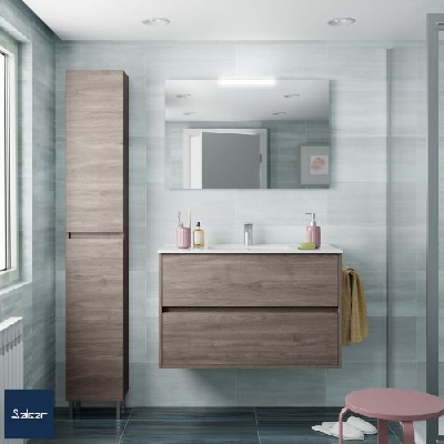 Salgar NOJA Mobile da bagno sospeso 80 cm rovere eternity con lavabo + specchio + applique a led