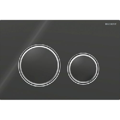 Geberit SIGMA21 Placca di comando con doppio pulsante vetro nero con anelli cromo 115.884.SJ.1