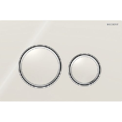 Geberit SIGMA21 Placca di comando con doppio pulsante vetro grigio sabbia con anelli cromo 115.884.JL.1