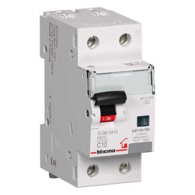Interruttore magnetotermico differenziale 1P+N 10A 0,03A Bticino GC8813AC10