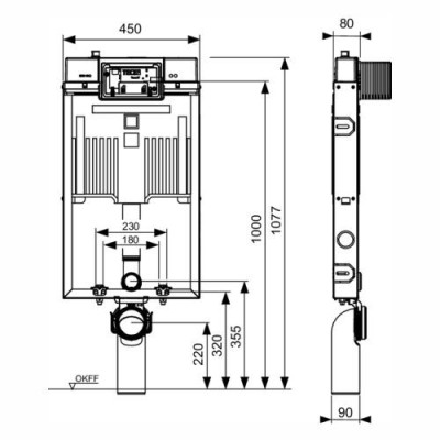 TECEBOX OCTA II Cassetta di scarico per WC sospesi per pareti in muratura 8 cm TECE 9370501