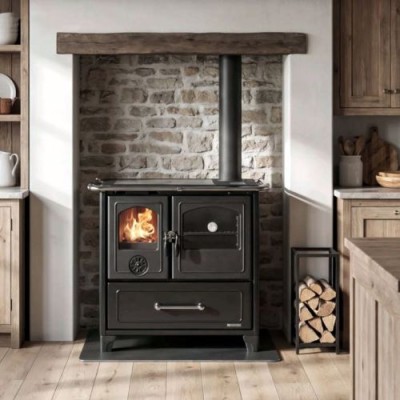 La nordica Extraflame Cucina a legna FAMILY VST nero antracite