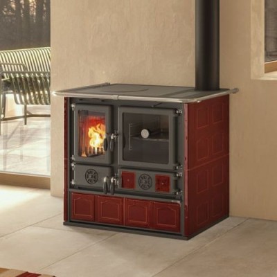 La nordica Extraflame Cucina a legna ROSA VST.16 maiolica bordeaux