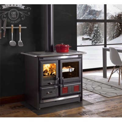 La nordica Extraflame Cucina a legna ROSA L VST.16 Nero antracite