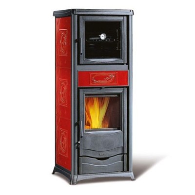 La nordica Extraflame stufa a legna ROSSELLA PLUS FORNO.165 bordeaux