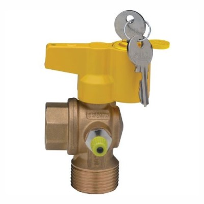 Valvola a sfera M/F 1" per gas a squadra, post-contatore con presa pressione e serratura di sicurezza Rubinetterie Bresciane
