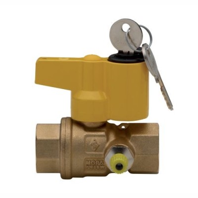 Valvola a sfera F/F 1" gas dritta post-contatore con presa pressione e serratura di sicurezza